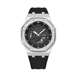 [Casiroyal] ga2100 Custom Parts 3rd / 4th Generation Metal Watch Replacement Custom Metal Band Bezel Cover for GA-2100 2110 (Case with 8 Screws), Metal, Sapphire