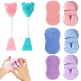 EAVUYIS 5 Stück Gesichtsreinigungsbürste weiches Silikon Gesicht Scrubber Gesichtsmassage Bürste für Poren Mitesserentfernung Peeling einzigartiges Make up Werkzeug für Mädchen