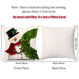 CJWLKJ Red Christmas Pillow Covers 18x18 Set of 4 Farmhouse Christmas Decorations Snowman Wreath Santa Claus Tree Merry Christmas Holly Jolly Winter Holiday Decor Throw Cushion Case for Home Couch
