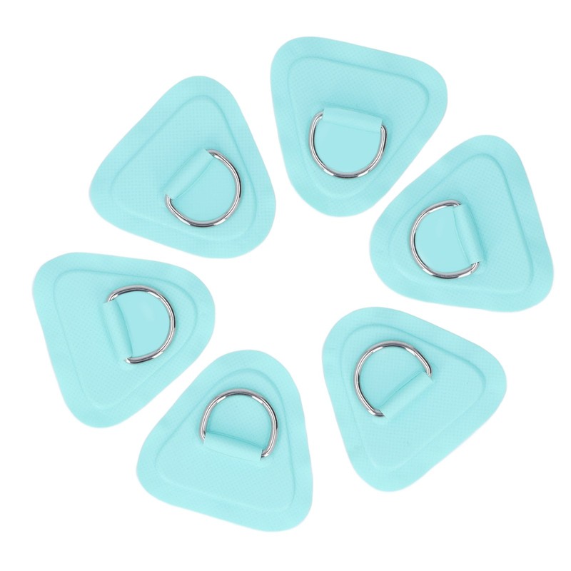 6Pcs PVC D Ring Patch Elastic Rope Set Stainless Steel