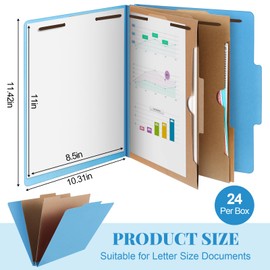 Skyygemm 24 Pcs Classification Folders Letter Size, 2 Pocket Dividers Pressboard File Folder with Fasteners, Expanding File Organizer Bulk for Teachers, Clergy, Office, Church, Christmas (Blue)