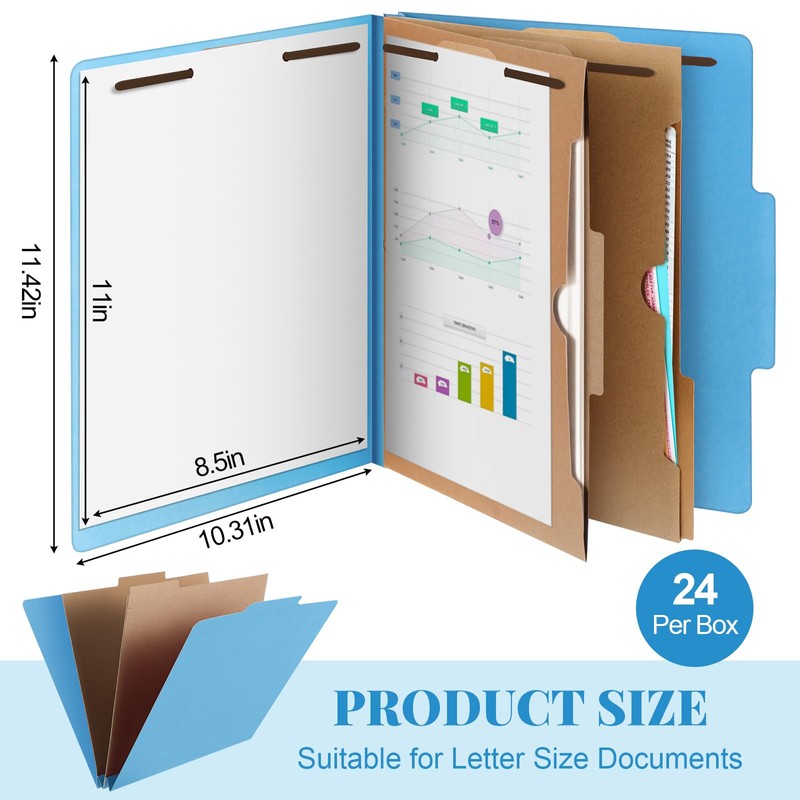 Skyygemm 24 Pcs Classification Folders Letter Size, 2 Pocket Dividers