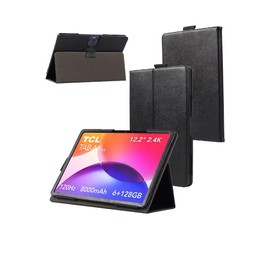Case Compatible with Fro TCL Tab A1 Plus 12.2 inch (9445x) Tablet Folding Stand Protective Cover with Pencil Holder and Wrist Strap Full Protection (PU Bracket Black)