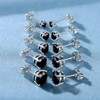 18K White Gold Plated Stud Earrings 4 Prong Brilliant Round