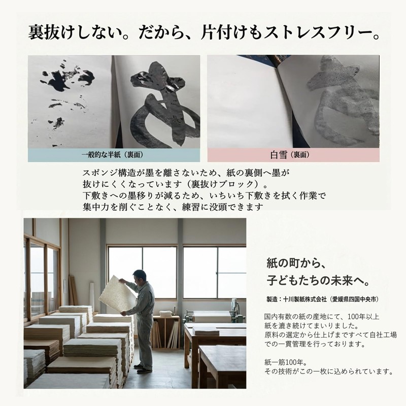 Hanshiya e-shop Calligraphy Paper Hakuyuki (100 sheets) Half Paper for