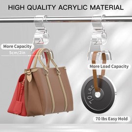 Famitree Premium Handbag Hanger Hooks Cupboard 3 Pieces - Acrylic Hooks for Bags Backpacks Bags Hanger Bag Hanger for Hanging Backpacks Scarf Belt and Tie (Transparent)