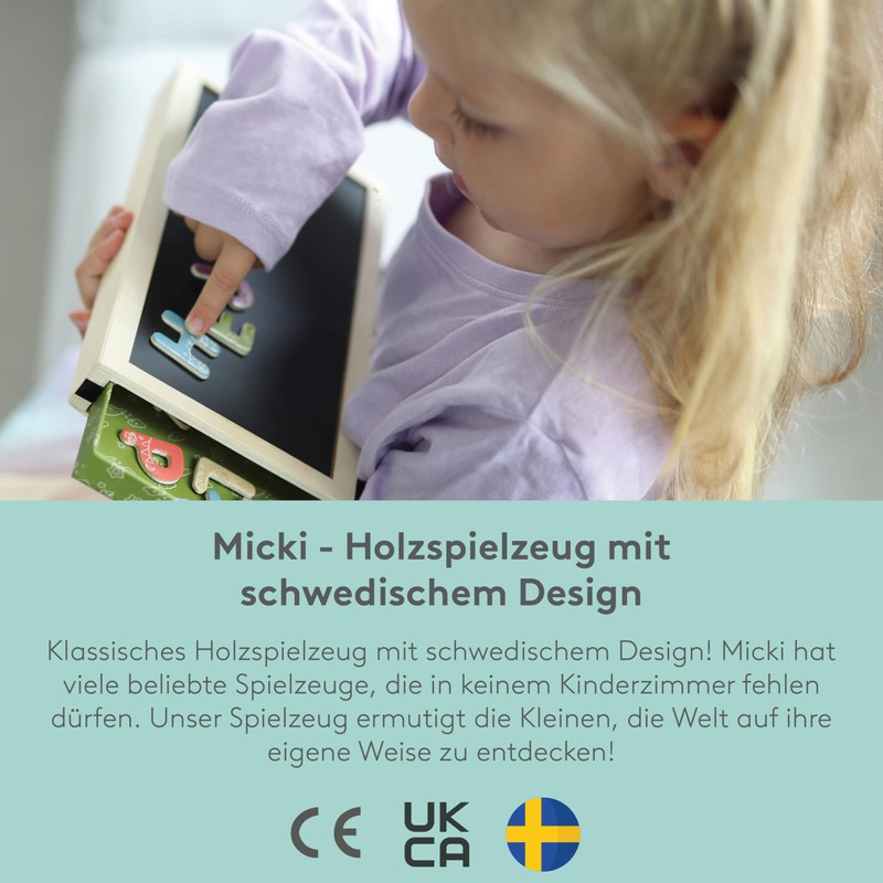 Micki-Magnetbuchstaben mit Box – Bunte Magnetbuchstaben aus Holz für Kinder