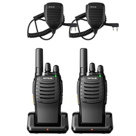 Retevis H-777 Rechargeable Walkie Talkies with Speaker Mic, Long Range 2 Way Radios, Portable FRS Two Way Radios with LED Flashlight(Black, 2 Pack)