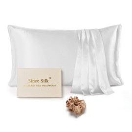 Since Silk Silk Cushion Cover, 22 Momme Double-Sided 100% Mulberry Silk Pillowcase, 1 Piece Hidden Zip Design Silk Pillowcase, 50 x 75 cm, Cream