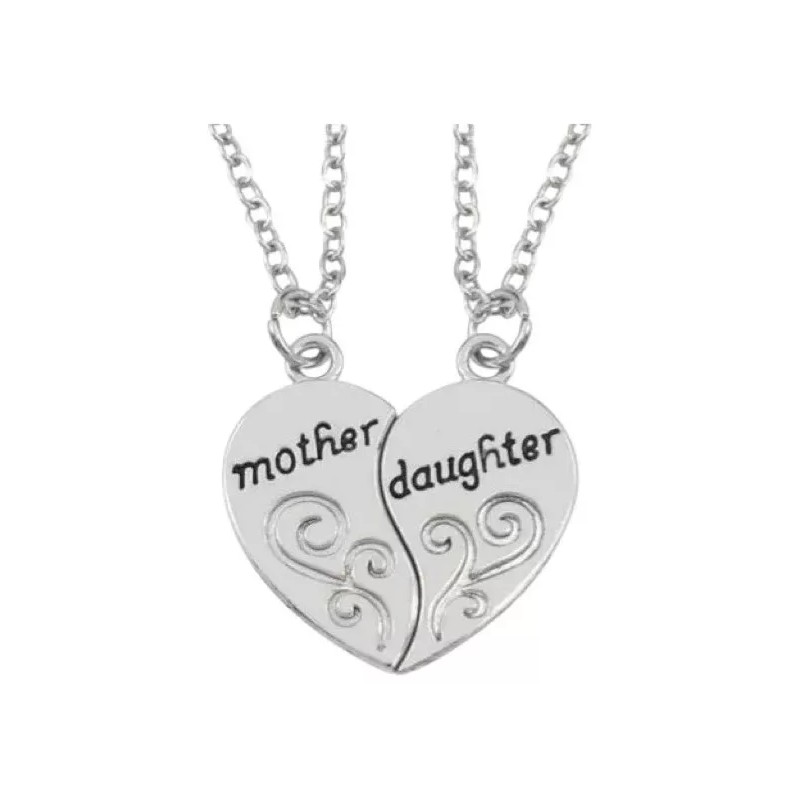 Deluxe Doble Collar Madre E Hija Color Plata Regalo Detalle