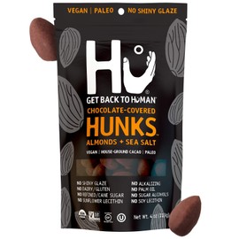 Hu Hunks Vegan Chocolate Covered Almonds With Sea Salt | 2 Pack | Non-GMO, Gluten Free, Paleo, Organic Dark Chocolate