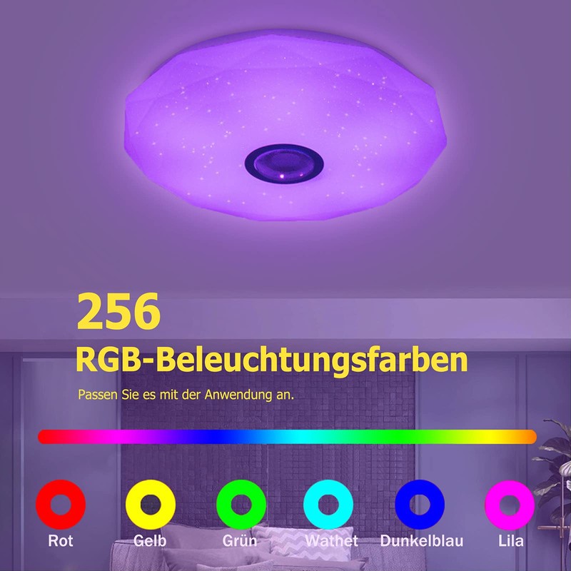 Wholede LED Ceiling Light Dimmable with Bluetooth Speaker, LED Ceiling