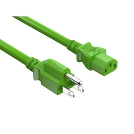 CableLeader 4ft 18 AWG Universal Power Cord IEC320 C13 to NEMA 5-15P, Extension Power Cord, Compatible with Computers, Monitors, Printers & TVs, Green