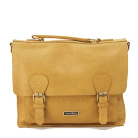 Jermin Pelle Laptop Bag 4.7 Inch Semi Aneline Leather Tote Bag Professional Business Office Work Bag Waterproof Lightweight Laptop Bag - Mustard