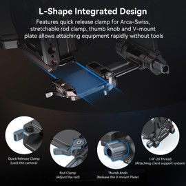 SmallRig V-Mount Battery Plate with Dual Quick Release Plate for Arca, QR Chest Pad, 15mm rods, L-Shape Compact & Foldable V Mount Battery Plate for V Mount Battery, DSLR Camera, Tripod - 4063B