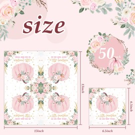 Quera A Little Pumpkin is On the Way Napkins, Little Pumpkin Baby Shower Decorations Pink Boy Girl Fall Paper Napkins Boy Girl Pumpkin Gender Reveal Party Decorations (6.5 x 6.5 In, 50-Pack)