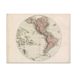 World Map WESTERN HEMISPHERE Poster 1800s Vintage FLAT EARTH Art 17x22" Reprint