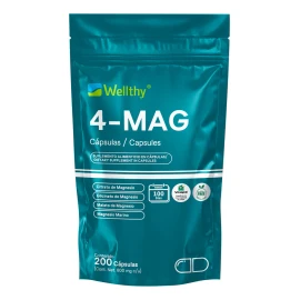 💊⚡ Wellthy 4 MAG | Complejo de 4 Tipos de Magnesio | 200 Cápsulas | Energía, Sueño & Salud Muscular 🧠💪🌙