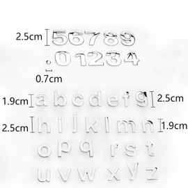 srasakan 3D Car Emblem Sticker Decoration Dress Up Exterior Parts Alphabet Letter Lower Case Number Stickers (Silver, 37 Pcs)