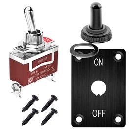 Gebildet Marine Toggle Switch with Mounting Plate 12VDC 20A Toggle Switch 250V AC 15A Heavy Duty SPST On/Off 2Pin for Car Truck Boat with Waterproof Cap
