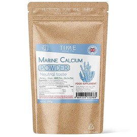 Marine Calcium and Trace Minerals 100g Powder – Neutral Taste – AquaMin® – Red Alga Lithothamnium calcareum – GMP – UK Made - Zero Additives (100g Pouch)
