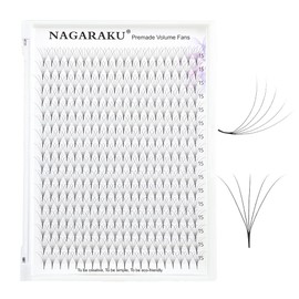 NAGARAKU Volume Eyelash Extensions, Prefabricated Fan Eyelashes, 320 Pieces, Narrow Handle, Lightweight, Dense, Premade Fans Eyelash Extensions, Artificial Eyelashes, 16 Rows (5D 0.07 mm Thickness, D