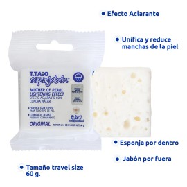 Esponjabon Concha Nacar Aclarante 2 En 1 Travel Size 60 Gr