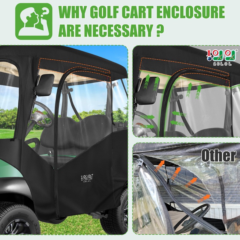 10L0L Golf Cart Driving Enclosures 2 Passenger for Club Car