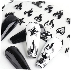 WOONEKY Fluorescent Nail Stickers Manicure Decals Fire and Sky Nail Art for Parties