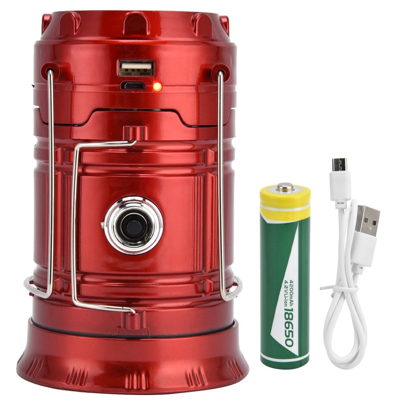 LED Solar Camping Light 18650 Battery USB Rechargeable Camping Light