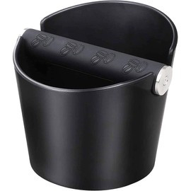Coffee Knock Box, Espresso Coffee Bin for Coffee Grounds,5 inch Rubber Coffee Knock Box Container with Metal Knock Bar Knock Box Coffee Grounds Bin Container (Black Metal Bar)