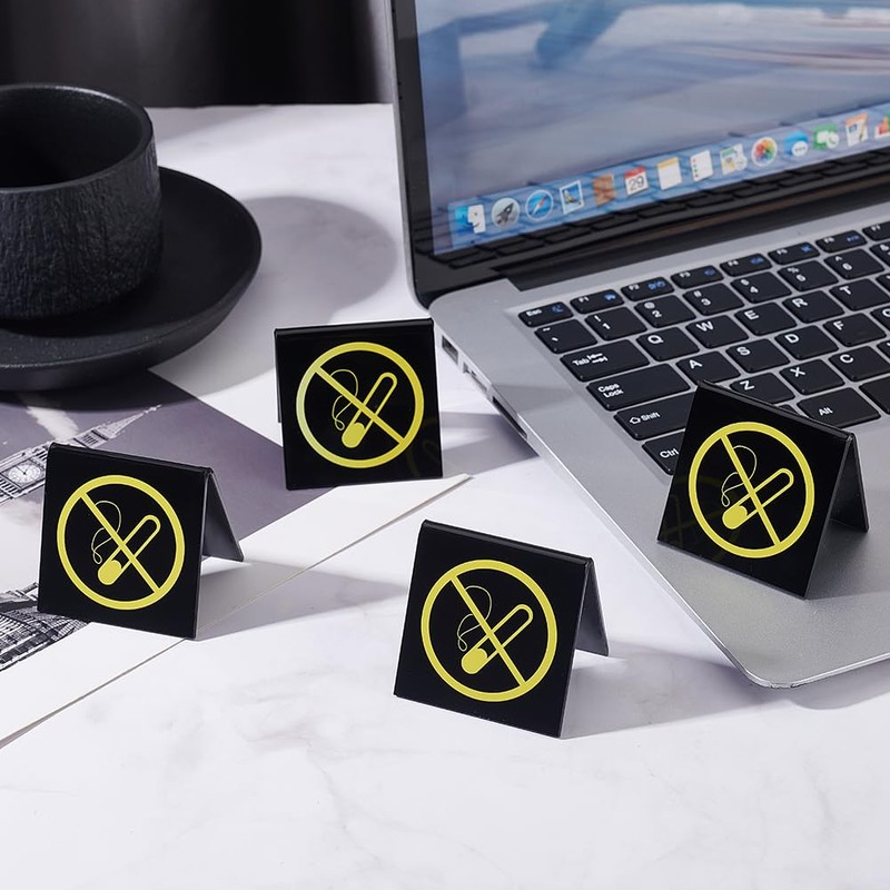 AHANDMAKER Pack of 10 Double Sided Acrylic No Smoking Table