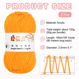 sourcing map 2PCS Crocheting Yarn,Gold 4 Ply Acrylic Yarn 100g Sport Weight Yarns Bulk Soft and Fluffy Yarns for Knitting DIY Crochet Handicraft Blankets Gift,197 Yards