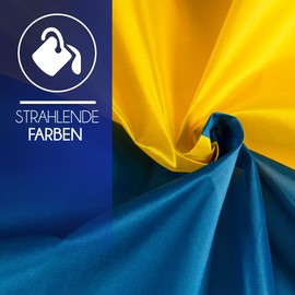 PHENO FLAGS Premium Ukraine Flag 90 x 150 cm – Extremely Weatherproof Flag with Metal Eyelets and Special Sealing Technology – Double Hemmed Ukraine Flag with Brilliant Colours
