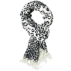 Boutique4Divas Leopard Print Classic Pashmina Scarf Wrap Animal Print Shawl (White), One Size, PS-23