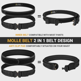 VOTAGOO GEAR Tactical Belt, 1.75” Molle Belt with Cobra Quick Release Buckle, Heavy Duty Gun Belt with Inner Belt and Anti-slip Pad for Range Activity, Airsoft