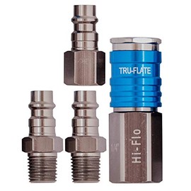 Tru-Flate 13-903 1/4" HI FLO Design x 1/4" NPT Aluminum Plug/Coupler Set