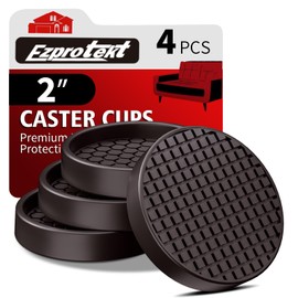 Furniture Coasters - 2” Non Slip Furniture Pads for Hardwoods Floors, 4 PCS Round Rubber Non Skid Furniture Caster Cups, Anti Slide Furniture Feet Floor Protectors for Bed Couch Stoppers (Brown)