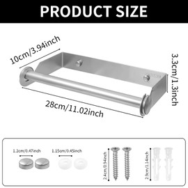 XNJIHWA Kitchen Roll Holder Wall Mounted Paper Towel Roll Holder Stainless Steel Paper Rack for Home,Kitchen,Bathroom,13 inches,Silver