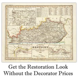1845 Kentucky Antique Vintage Style Map Art - The Perfect Wall Decor in This Highly Detailed Restored Reproduction