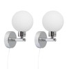 Pair of Modern Chrome IP44 Bathroom Globe Pull Cord Switch