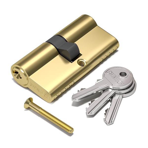 Bwintech 100mm(45/55) Polished Brass Euro Cylinder Lock,Door Barrel Lock,Key/Key with