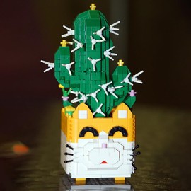 Myweyde Micro Building Blocks Cats, Mini Cactus Building Blocks, Orange Cat Building Blocks, Cactus Building Block Set for Adults & Boys & Girls (753Pcs)