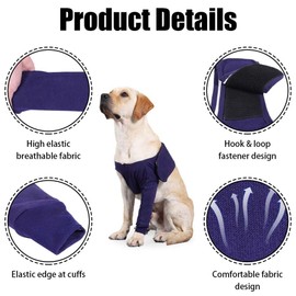 DONGKER Dog Recovery Sleeve,Self-Adhesive Dog Anti-Licking Sleeves Elastic Dog Arm Sleeve for Pet Wounds Prevent Licking Bite Keep Dry,XXXL(That hind Legs do not Apply)