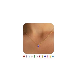JSJOY Gold Birthstone Necklace for Women Non Tarnish Sapphire Necklace Crystal Necklaces Grandma Birthday Gifts September Birthday Gifts for Women