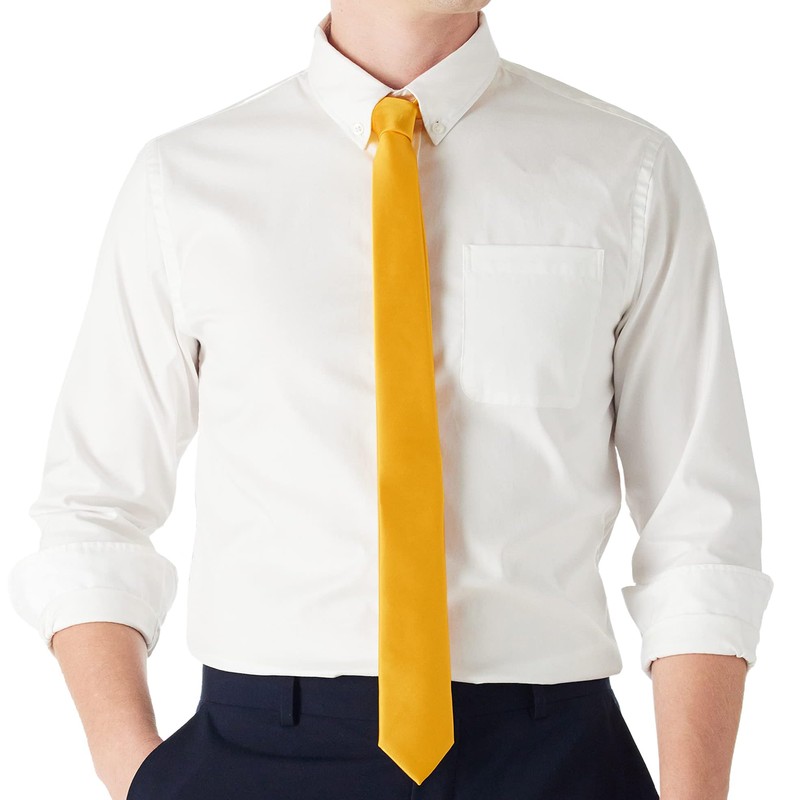 DonDon Mens Handmade Silk Look Ties 6cm, ochre-yellow