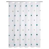 Allure Home Creation Dots Fabric Shower Curtain Pom Poms on
