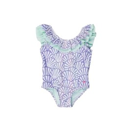 RuffleButts Girls UPF50+ Sun Protection Ruffle V-Back One Piece Swimsuit - Magical Mermaid, 5