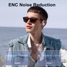 VKROBAG Wireless Earbuds, Bluetooth 5.3 Headphones with ENC Noise Canceling Mic, 48H Sport Ear Buds with Earhooks, 3D Stereo, LED Display, IPX7 Waterproof Wireless Earphones for Gym, Running, White