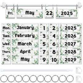 Eucalyptus Flip Calendar for Classroom, Flip Calendar with Adjustable Holder, Classroom Calendars Set with 60 Cards for Preschool Elementary Home Classroom Must Haves Supplies